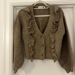 Moonflower the label sweater cardigan in dark oatmeal